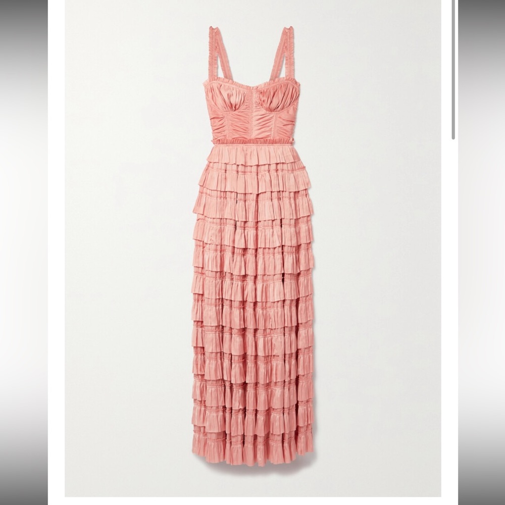 Ulla Johnson Camile Satin Ruffle Maxi Gown; Size 2; Like New